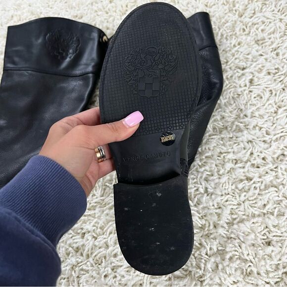 Vince Camuto Black Leather Fabina Riding Boots - Picture 3 of 7